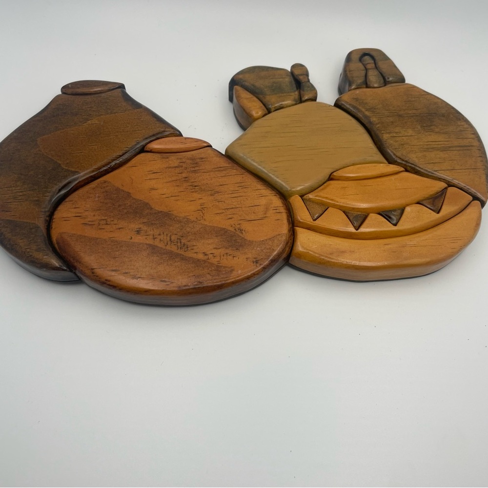 Intarsia Hand Crafted 3D Wood Carving Native Southwestern Boho Wallhanging Art - Picture 2 of 5